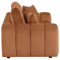 Burnett Burnt Orange Chenille Upholstered Wide Arm Loveseat - Ornate Home
