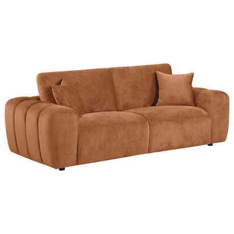 Burnett Burnt Orange Chenille Upholstered Wide Arm Sofa - Ornate Home