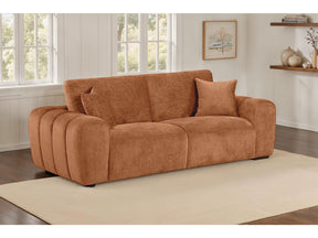 Burnett Burnt Orange Chenille Upholstered Wide Arm Sofa - Ornate Home