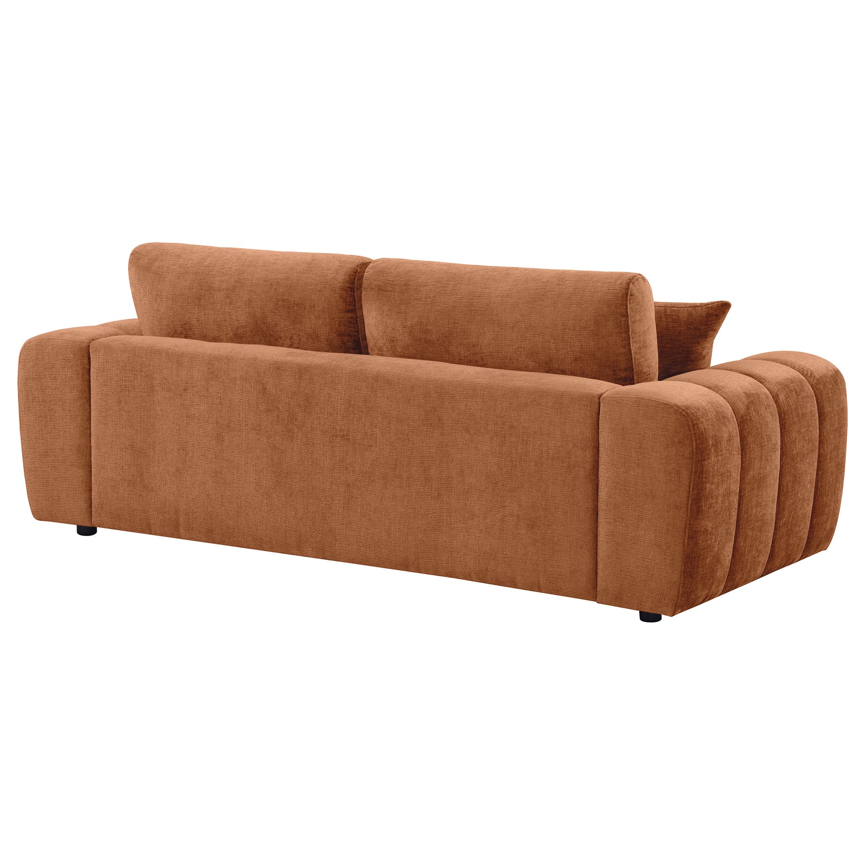 Burnett Burnt Orange Chenille Upholstered Wide Arm Sofa - Ornate Home