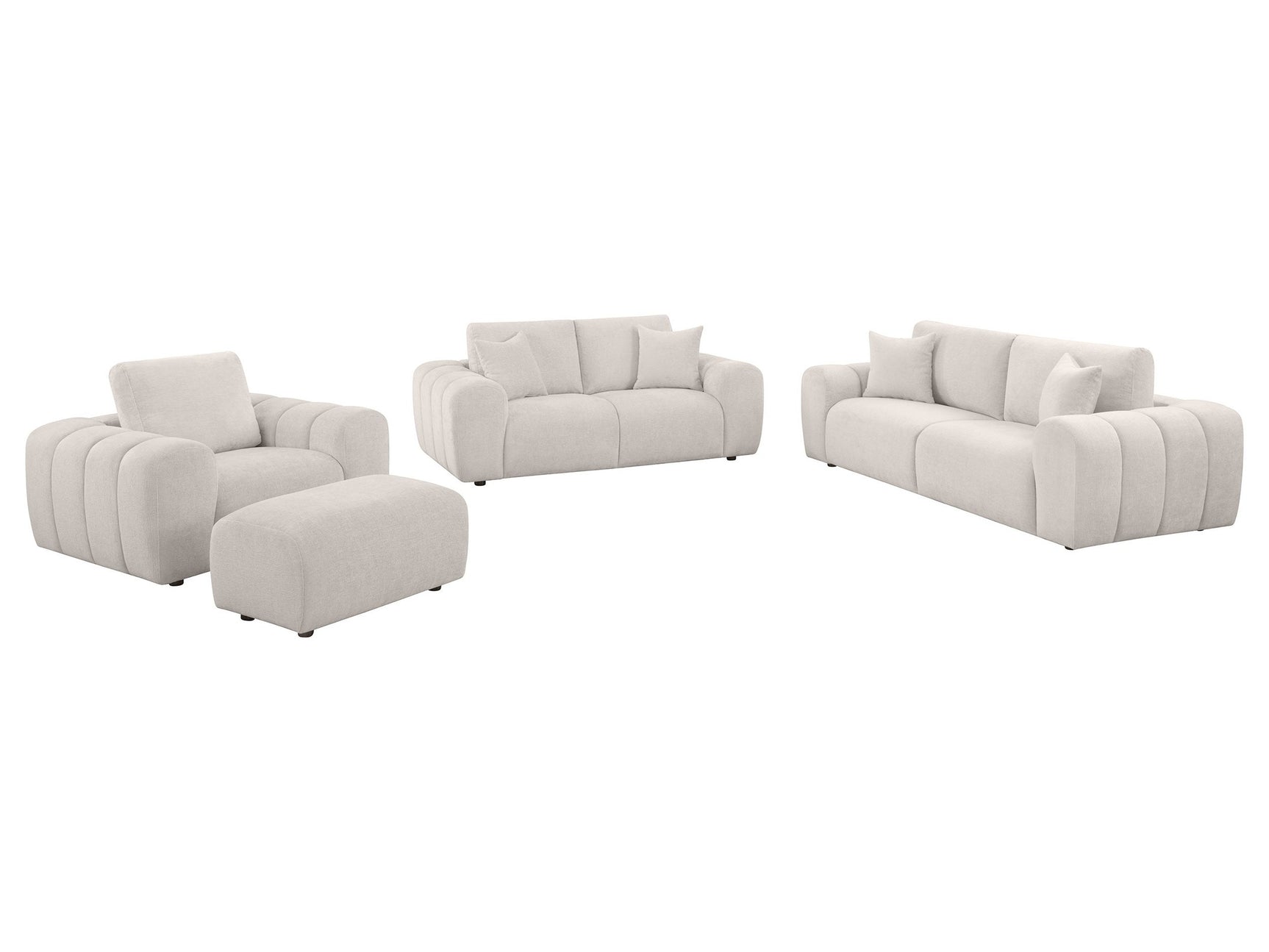 Burnett Ivory 4-piece Chenille Upholstered Sofa Set - Ornate Home
