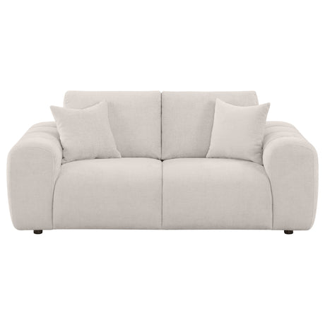 Burnett Ivory Chenille Upholstered Wide Arm Loveseat - Ornate Home