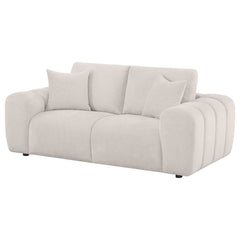 Burnett Ivory Chenille Upholstered Wide Arm Loveseat - Ornate Home