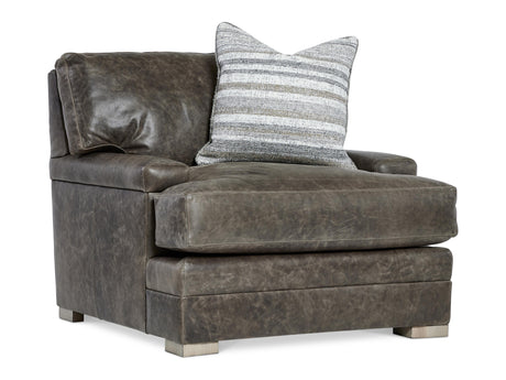 Burnham Brown/Grey Leather Chair - Ornate Home