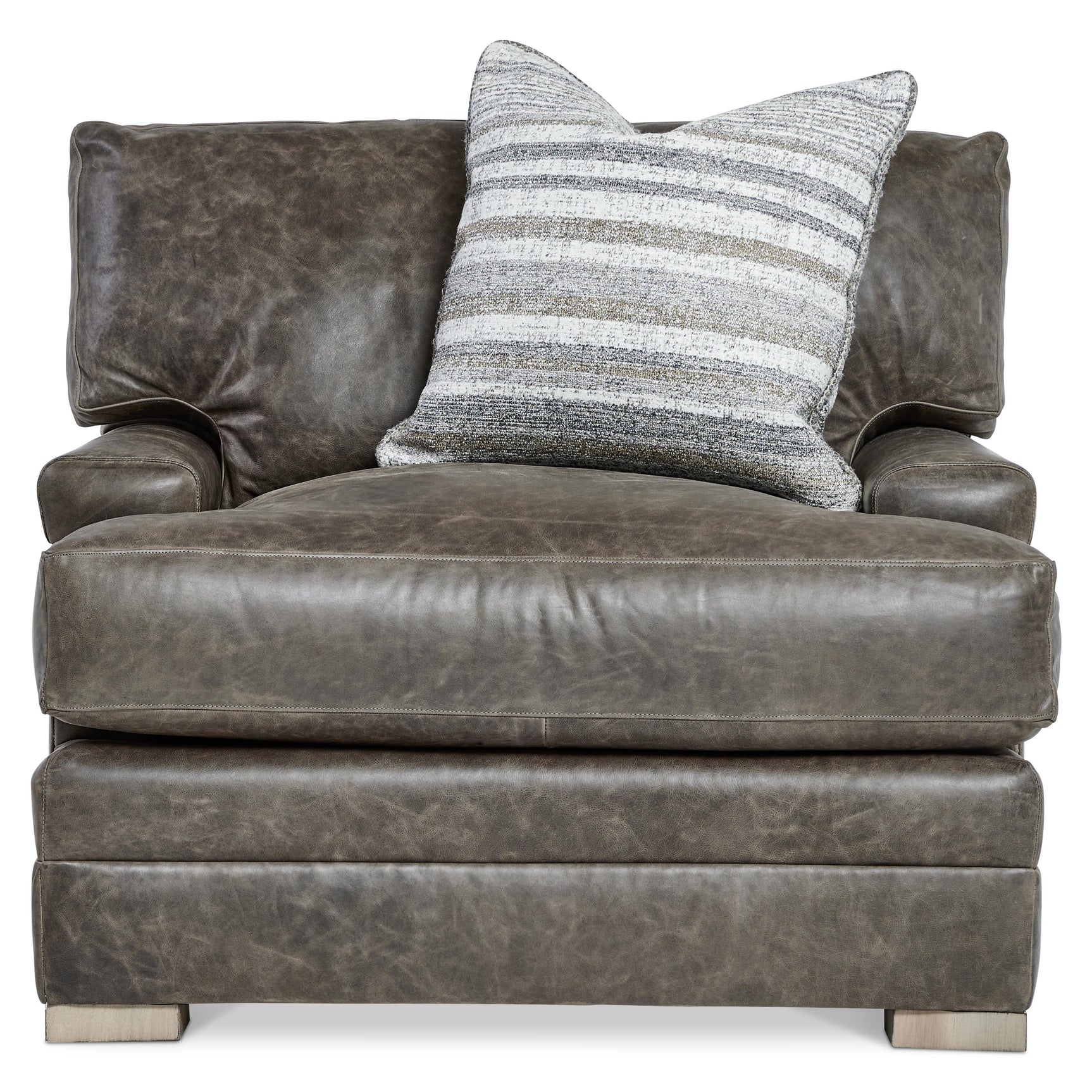 Burnham Brown/Grey Leather Chair - Ornate Home