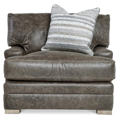Burnham Brown/Grey Leather Chair - Ornate Home
