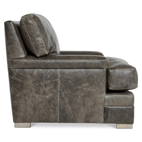 Burnham Brown/Grey Leather Chair - Ornate Home