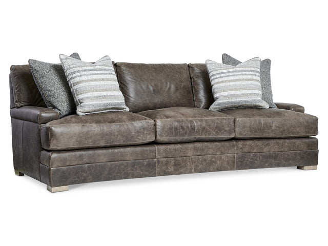 Burnham Brown/Grey Leather Sofa - Ornate Home