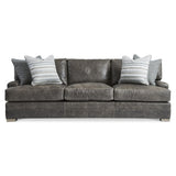 Burnham Brown/Grey Leather Sofa - Ornate Home