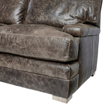 Burnham Brown/Grey Leather Sofa - Ornate Home
