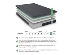 Burnham Gray 11" California King Green Tea Gel-Infused Memory Foam Mattress - Ornate Home