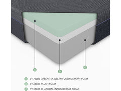 Burnham Gray 11" Green Tea Gel-Infused Memory Foam Mattress Display Cube - Ornate Home