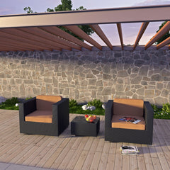 Burrow Espresso/Mocha 3 Piece Outdoor Patio Sofa Set - Ornate Home