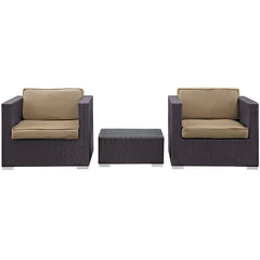 Burrow Espresso/Mocha 3 Piece Outdoor Patio Sofa Set - Ornate Home