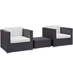 Burrow Espresso/White 3 Piece Outdoor Patio Sofa Set - Ornate Home
