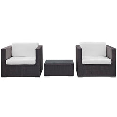 Burrow Espresso/White 3 Piece Outdoor Patio Sofa Set - Ornate Home