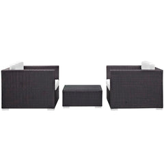 Burrow Espresso/White 3 Piece Outdoor Patio Sofa Set - Ornate Home