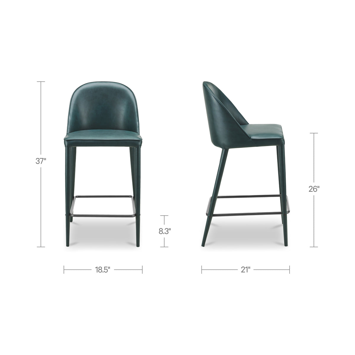 Burton Dark Teal Vegan Leather Counter Stool - Ornate Home