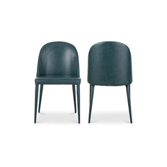 Burton Dark Teal Vegan Leather Dining Chair (Set of 2) - Ornate Home