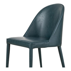 Burton Dark Teal Vegan Leather Dining Chair (Set of 2) - Ornate Home
