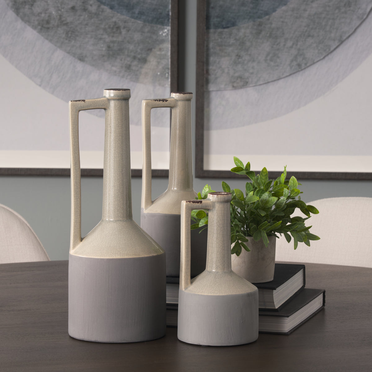 Burton Gray Large Two Tone Ceramic Jug Vase - Ornate Home