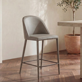 Burton Grey Vegan Leather Counter Stool - Ornate Home