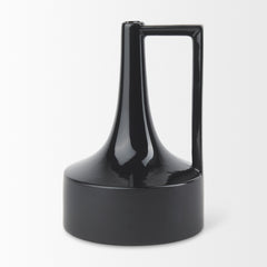 Burton Matte Black Large Glossy and Ceramic Jug Vase - Ornate Home
