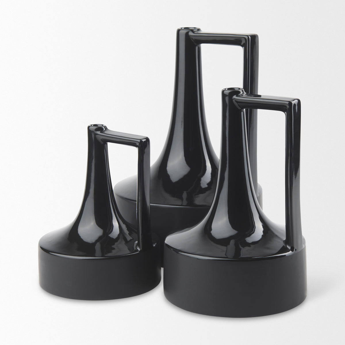 Burton Matte Black Large Glossy and Ceramic Jug Vase - Ornate Home