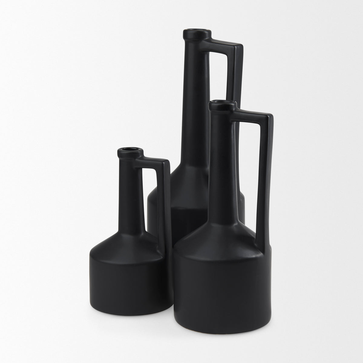 Burton Medium Matte Black Ceramic Jug Vase - Ornate Home