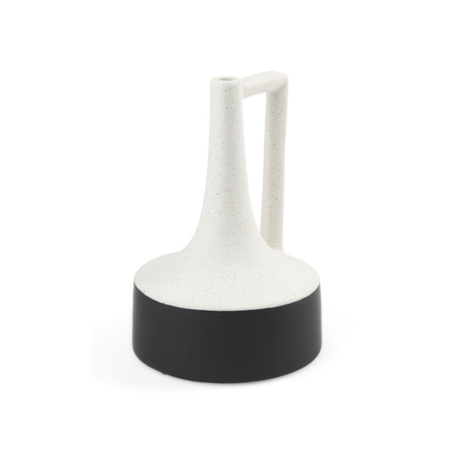 Burton Medium White/Black Ceramic Jug Vase - Ornate Home