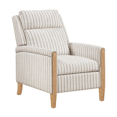 Burton White/Gray Striped Push Back Reclining Chair - Ornate Home