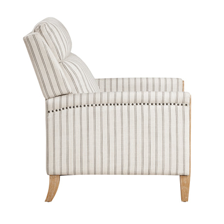 Burton White/Gray Striped Push Back Reclining Chair - Ornate Home