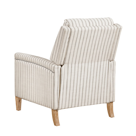 Burton White/Gray Striped Push Back Reclining Chair - Ornate Home