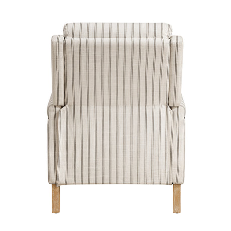 Burton White/Gray Striped Push Back Reclining Chair - Ornate Home