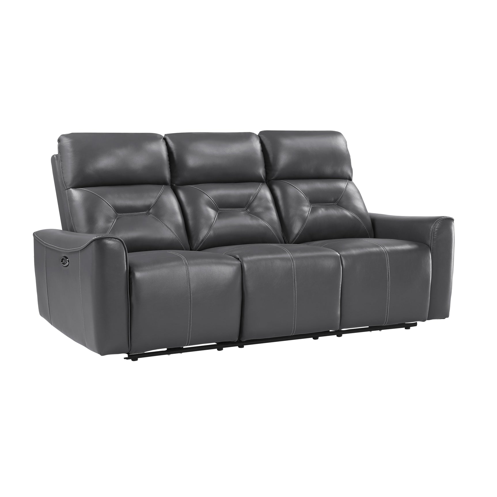 Burwell Dark Gray Power Double Reclining Sofas - Ornate Home
