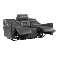 Burwell Dark Gray Power Double Reclining Sofas - Ornate Home