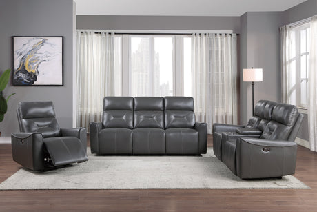Burwell Dark Gray Power Double Reclining Sofas - Ornate Home