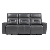 Burwell Dark Gray Power Double Reclining Sofas - Ornate Home