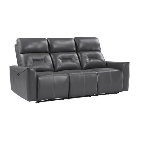 Burwell Dark Gray Power Double Reclining Sofas - Ornate Home