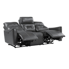 Burwell Dark Gray Power Double Reclining Sofas - Ornate Home