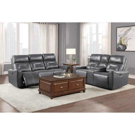 Burwell Dark Gray Power Double Reclining Sofas - Ornate Home