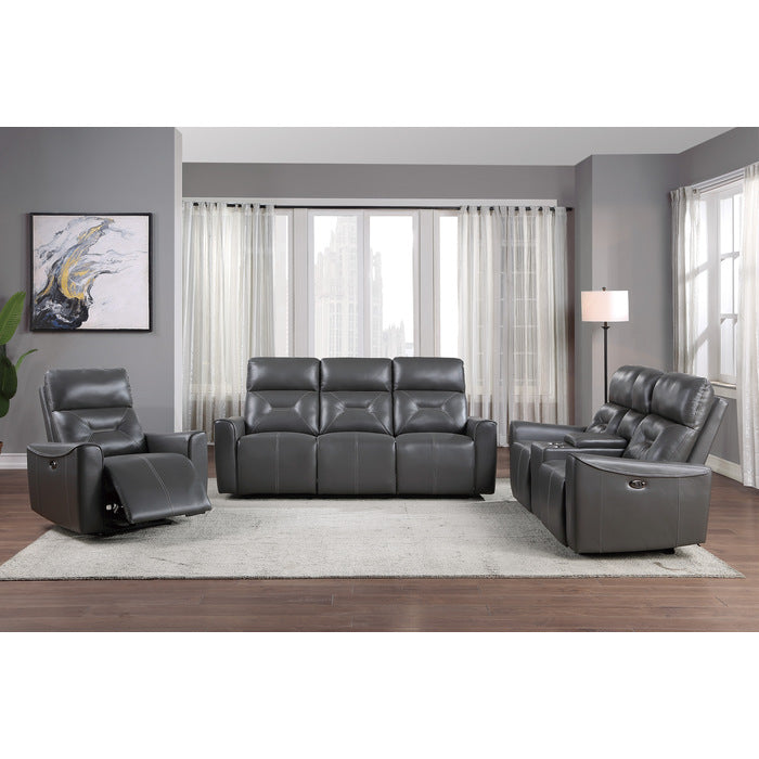 Burwell Dark Gray Power Double Reclining Sofas - Ornate Home