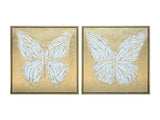 Butterfly Fly Away Gold/White Canvas