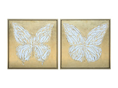 Butterfly Fly Away Gold/White Canvas - Ornate Home