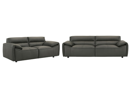 Buxton Graphite 2-piece Leather Upholstered Sofa Set - Ornate Home