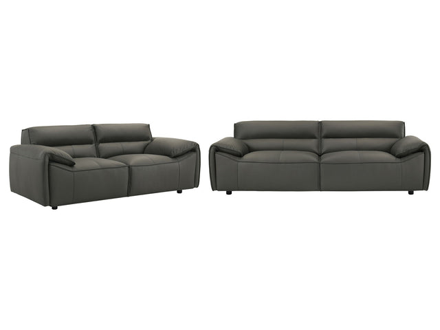 Buxton Graphite 2-piece Leather Upholstered Sofa Set - Ornate Home