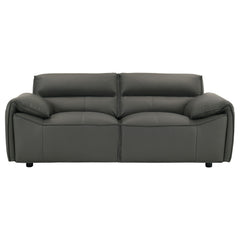 Buxton Graphite 2-piece Leather Upholstered Sofa Set - Ornate Home