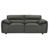 Buxton Graphite Top Grain Leather Upholstered Loveseat - Ornate Home