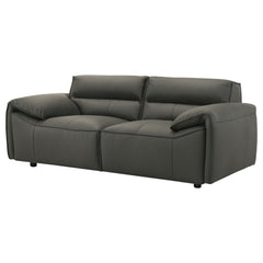 Buxton Graphite Top Grain Leather Upholstered Loveseat - Ornate Home