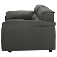 Buxton Graphite Top Grain Leather Upholstered Loveseat - Ornate Home